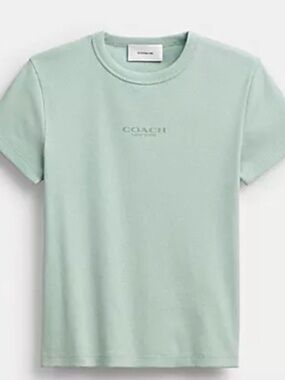0163 COACH Mint Green Crewneck Logo Tee